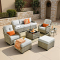 Hooowooo 9 Piece Patio Swivel Chair Conversation Set