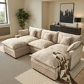 Hooowooo Modern U Shaped Chenille Fabric Sectional Sofa With Ottomans
