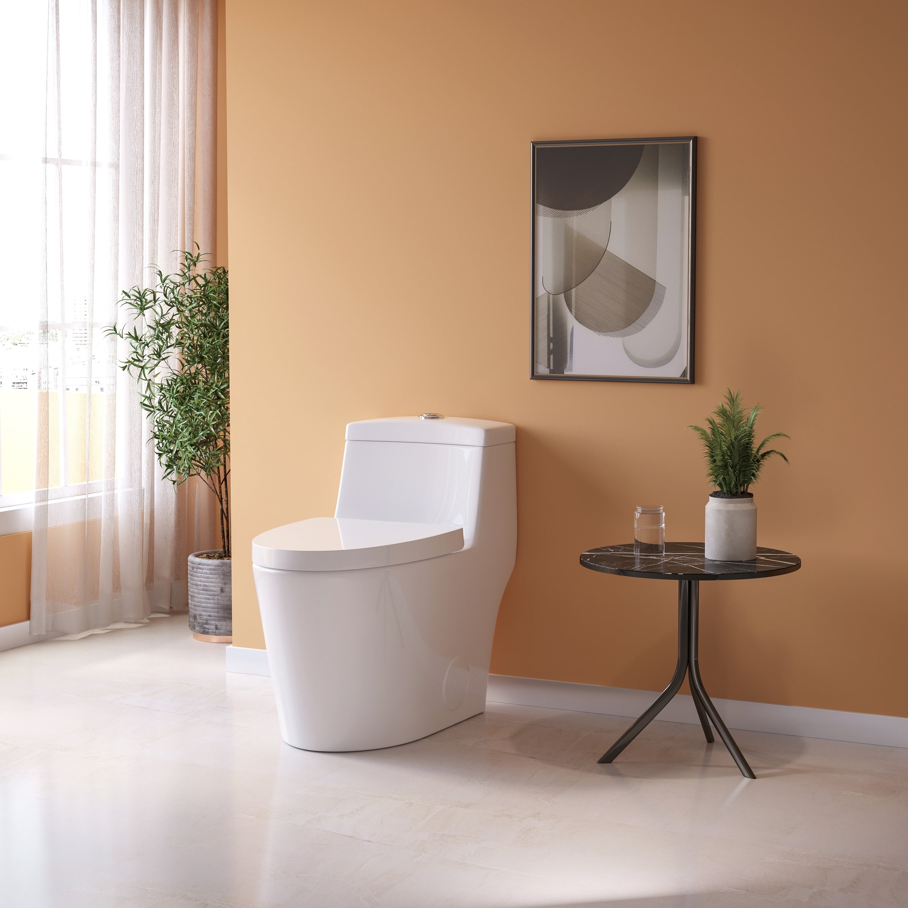 Horow 1 Piece Dual Flush Elongated Toilet White 0.8 1.28 Gpf Seat Included N A