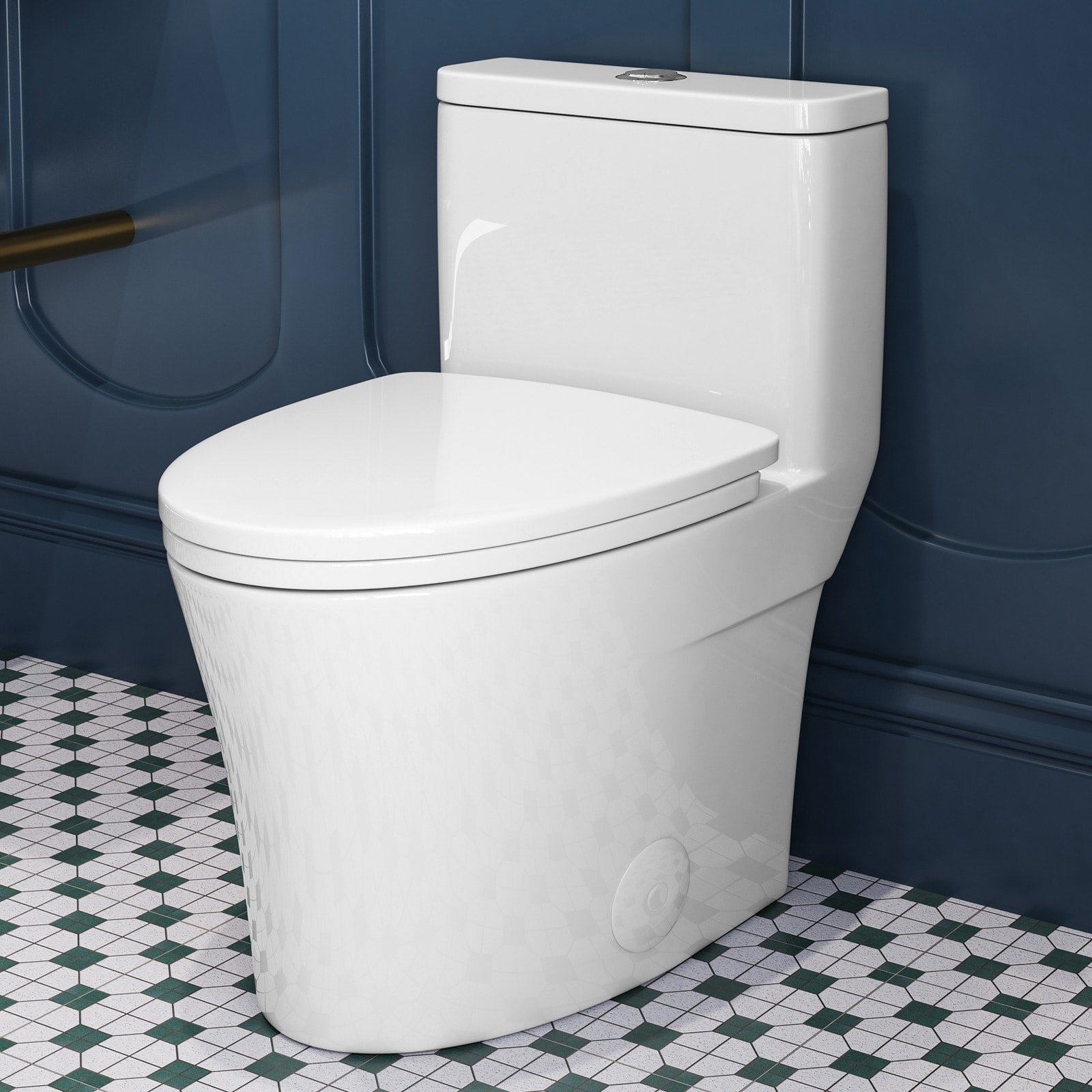 Horow 1 Piece Dual Flush Elongated Toilet White Skirted Design 12 Inch Rough In Seat Included N A