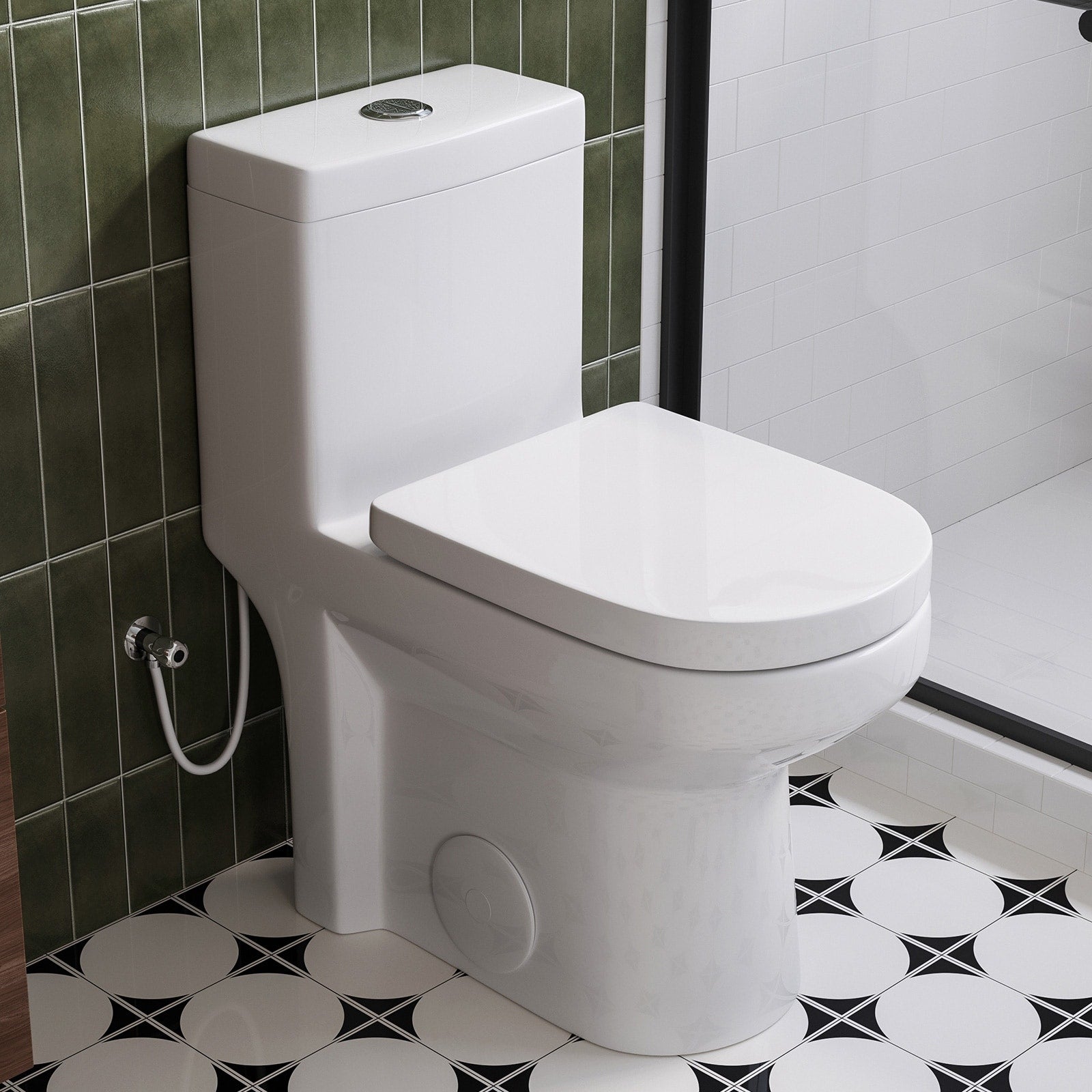 Horow 1 Piece Dual Flush Toilet White 0.8 1.28 Gpf Durable Uf Seat Included N A