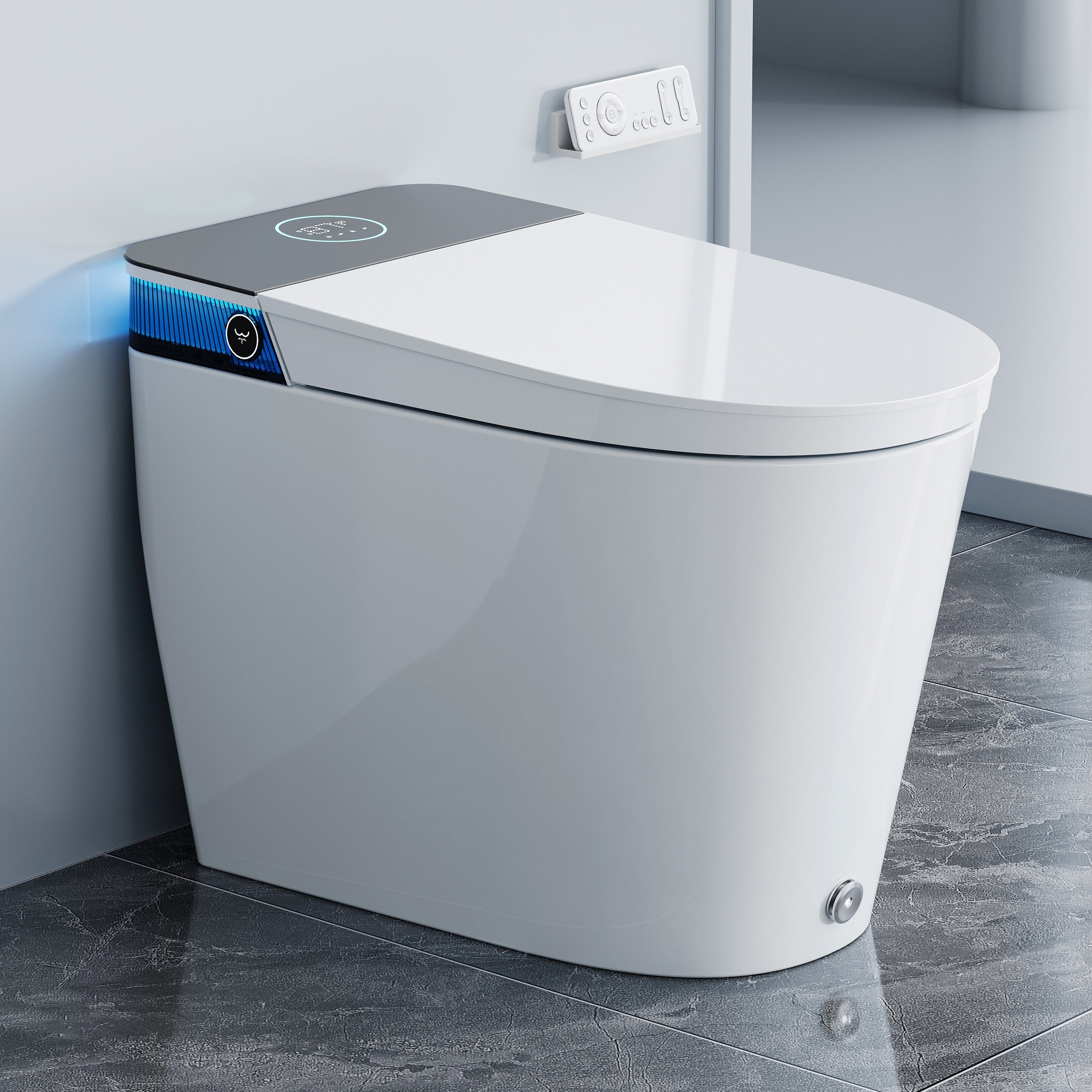 Horow Elongated Ada Smart Bidet Toilet 1.1 Gpf In White With Water Tank Pump Map Flush 1000G Auto Open Close Foam Shield
