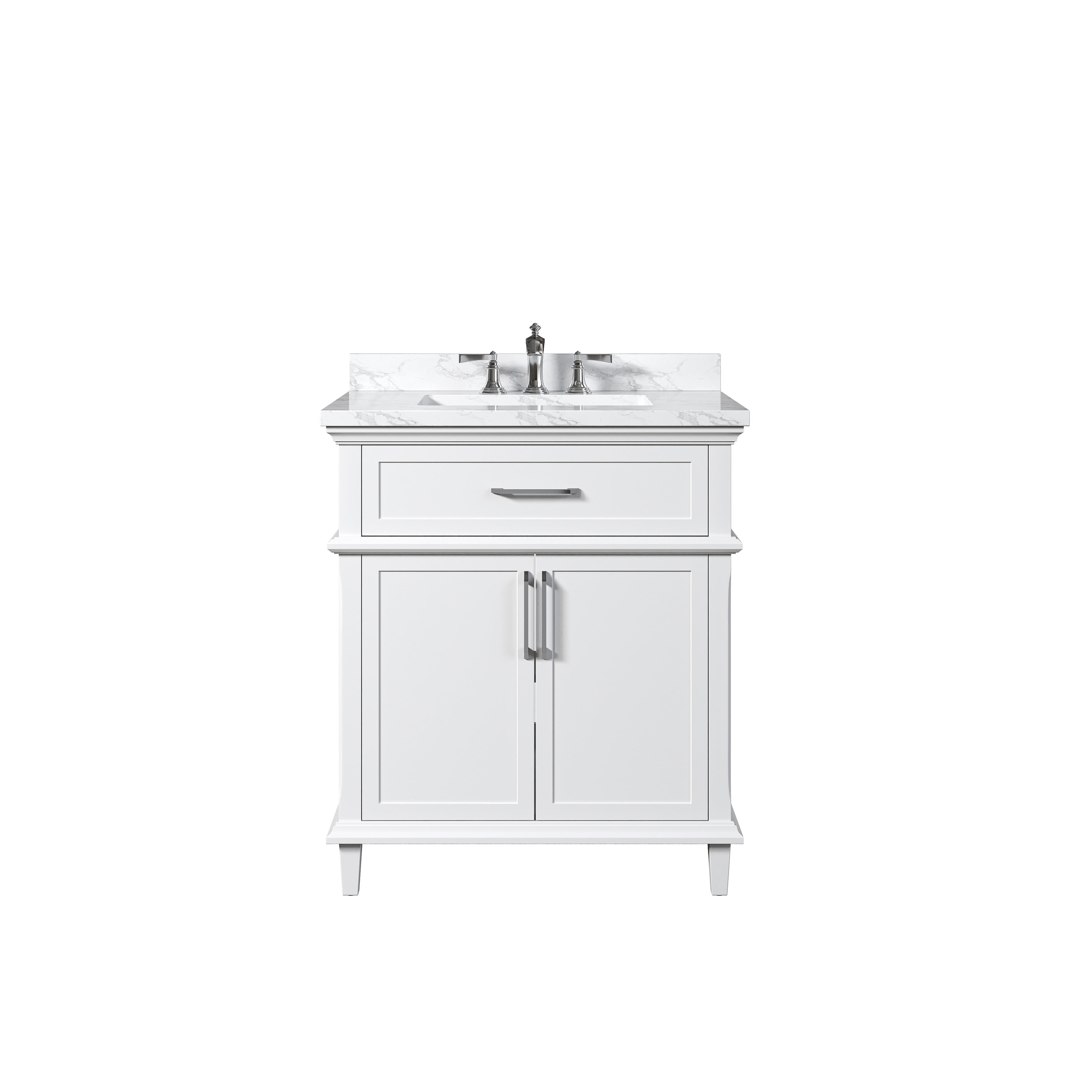 Horow Eviora 30 In. Single Sink Freestanding White Bath Vanity With White Cultured Marble Top Assembled