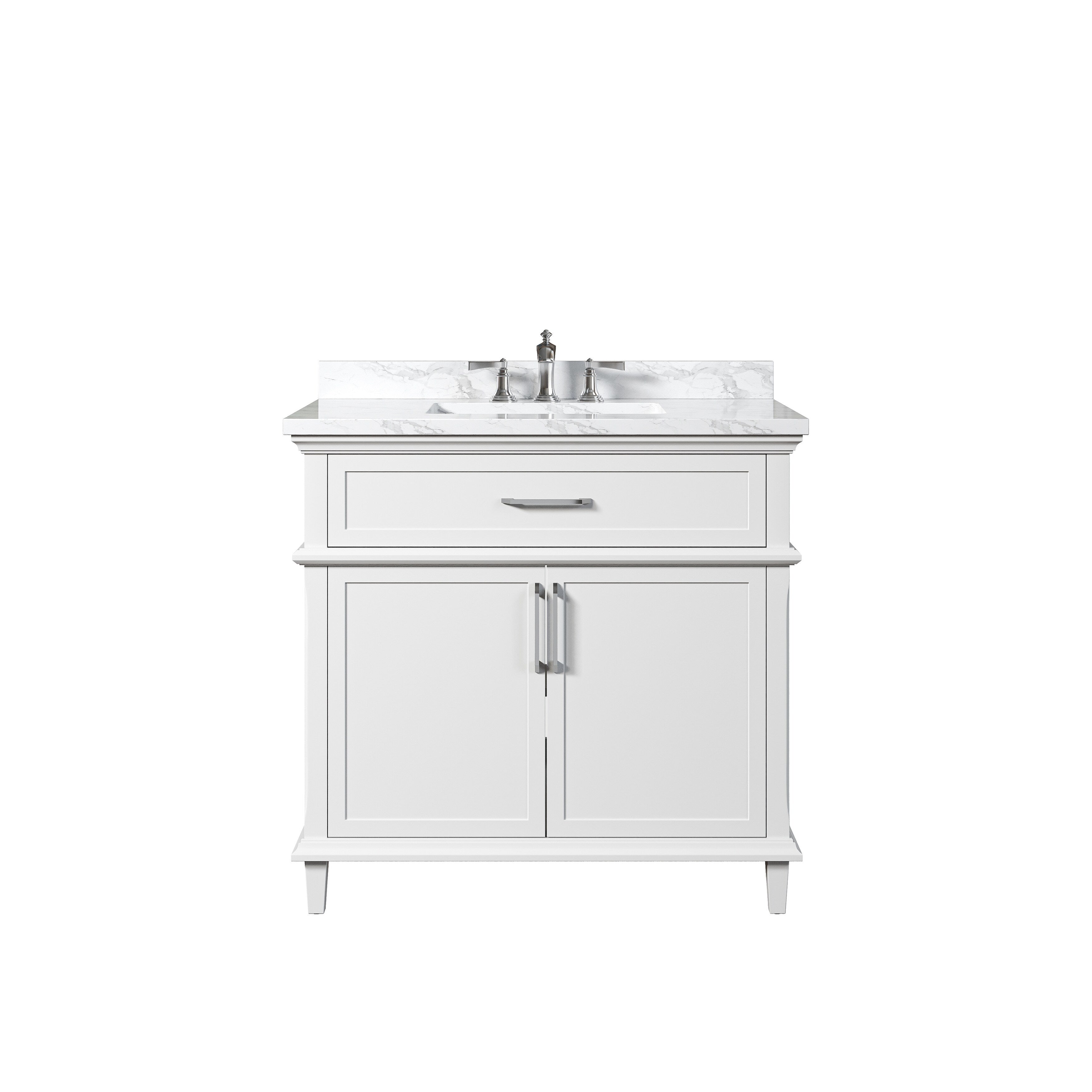 Horow Eviora 36 In. Single Sink Freestanding White Bath Vanity With White Cultured Marble Top Assembled