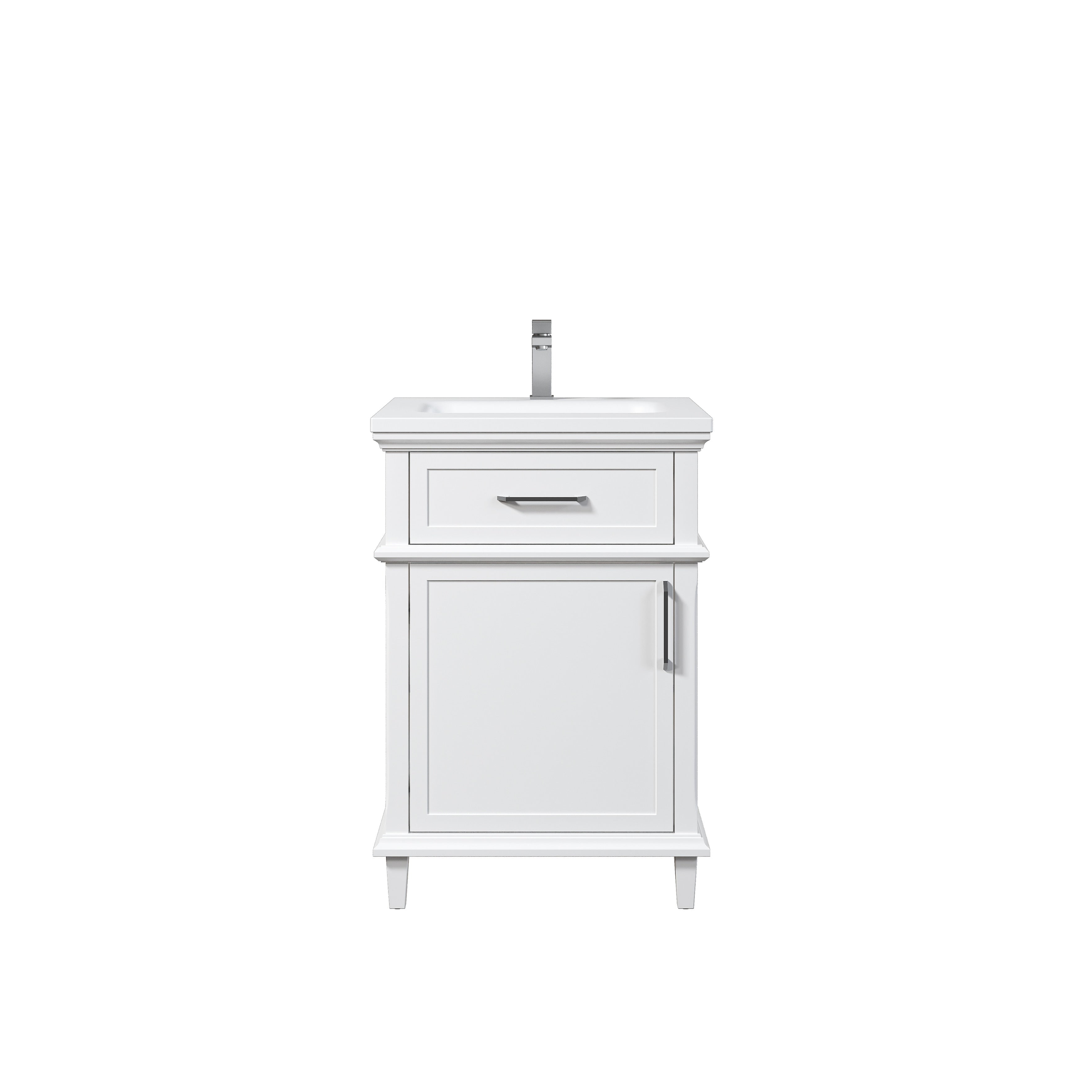 Horow Velora 24 In. Single Sink Freestanding White Bath Vanity With White Everstone Top Unassembled