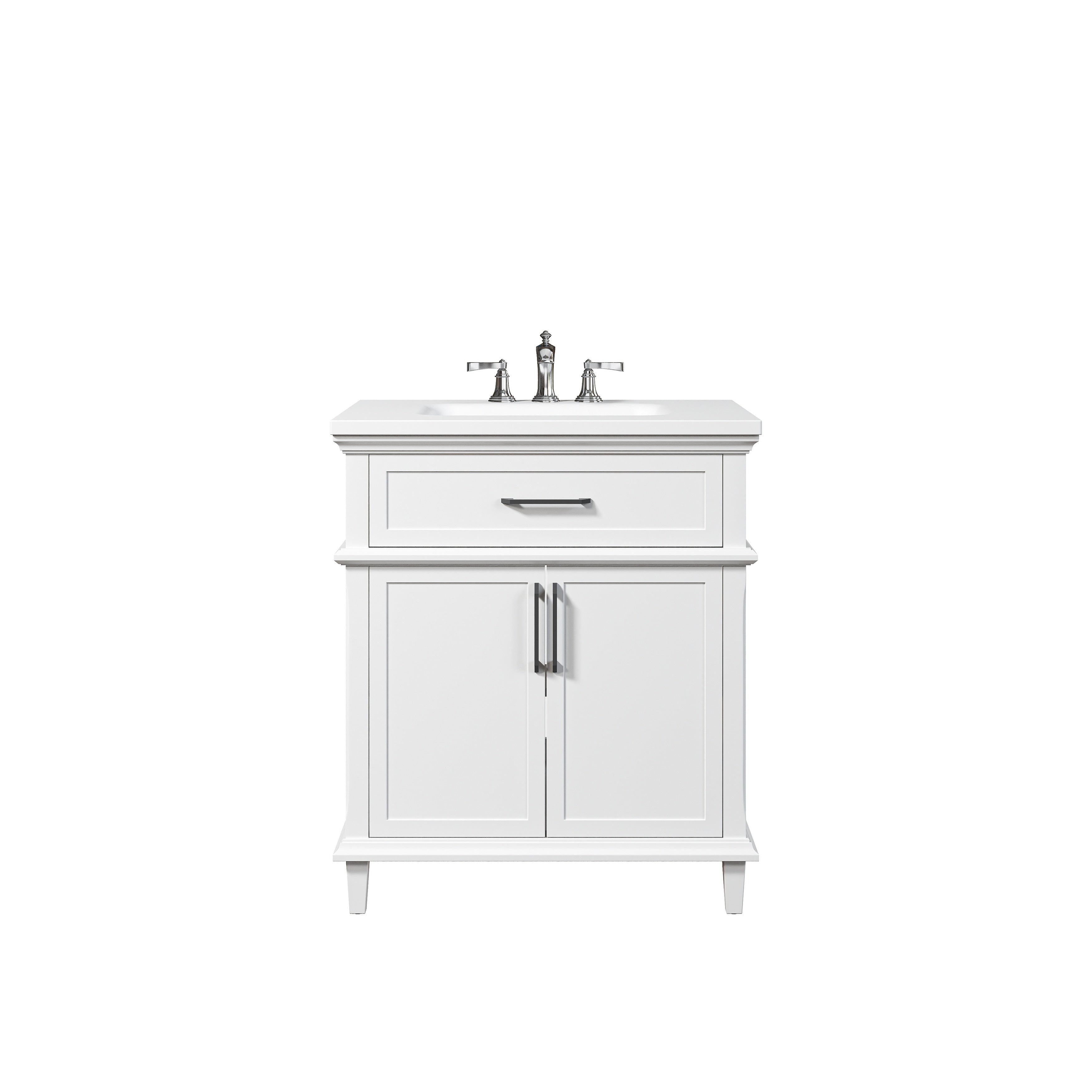 Horow Velora 30 In. Single Sink Freestanding White Bath Vanity With White Everstone Top Unassembled