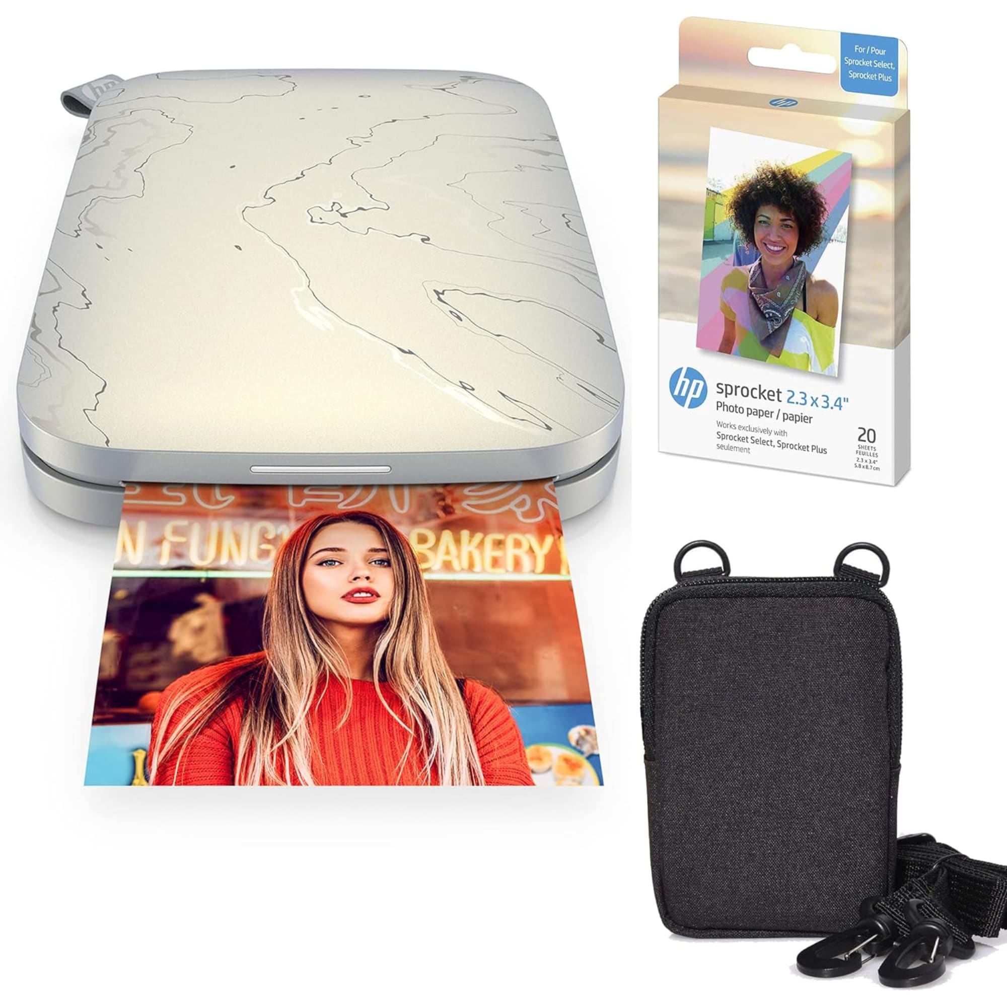 Hp Sprocket Select Portable Instant Photo Printer 2.3X3.4 Eclipse And Zink Paper Bundle
