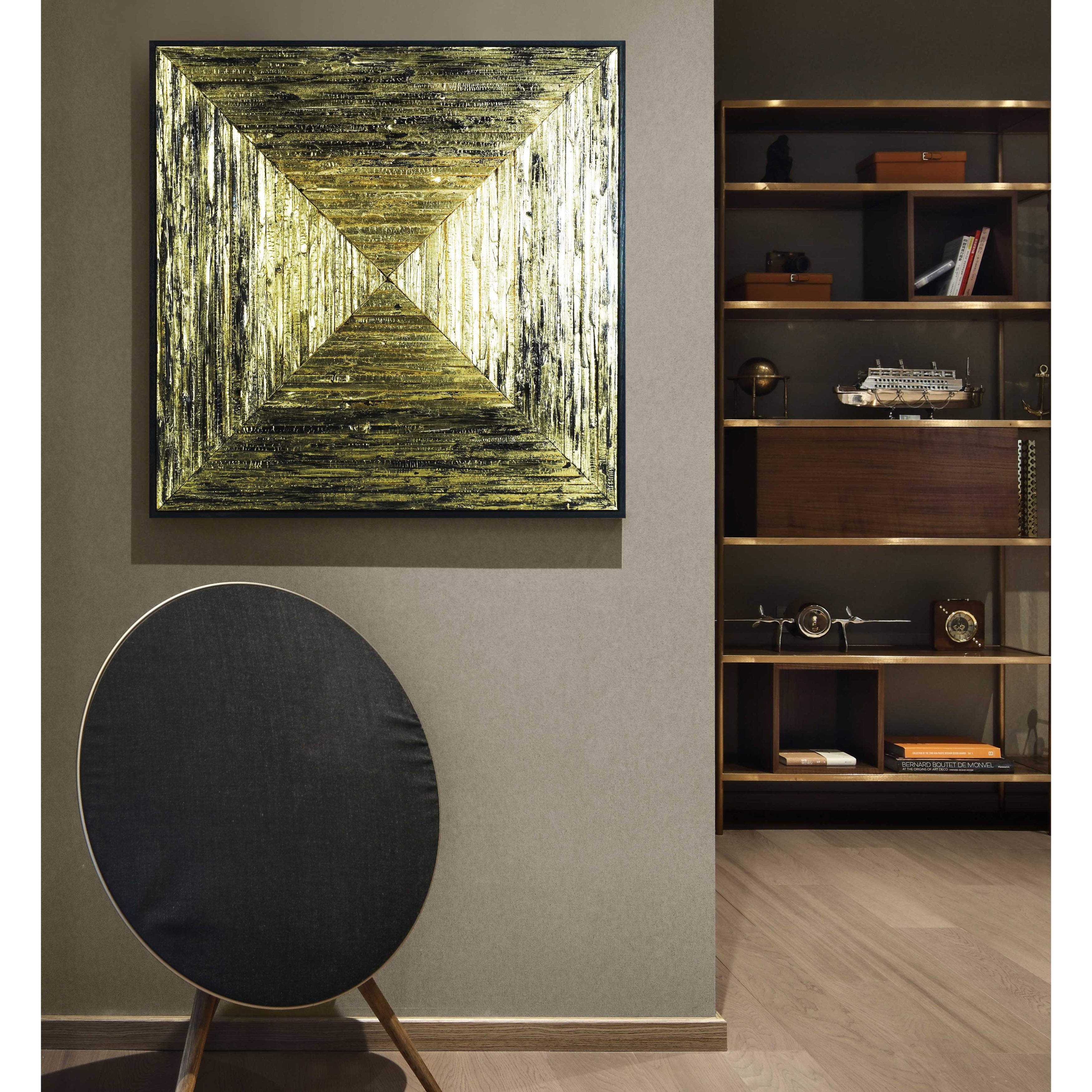 Gold Pine Wood Carving Wall D Cor
