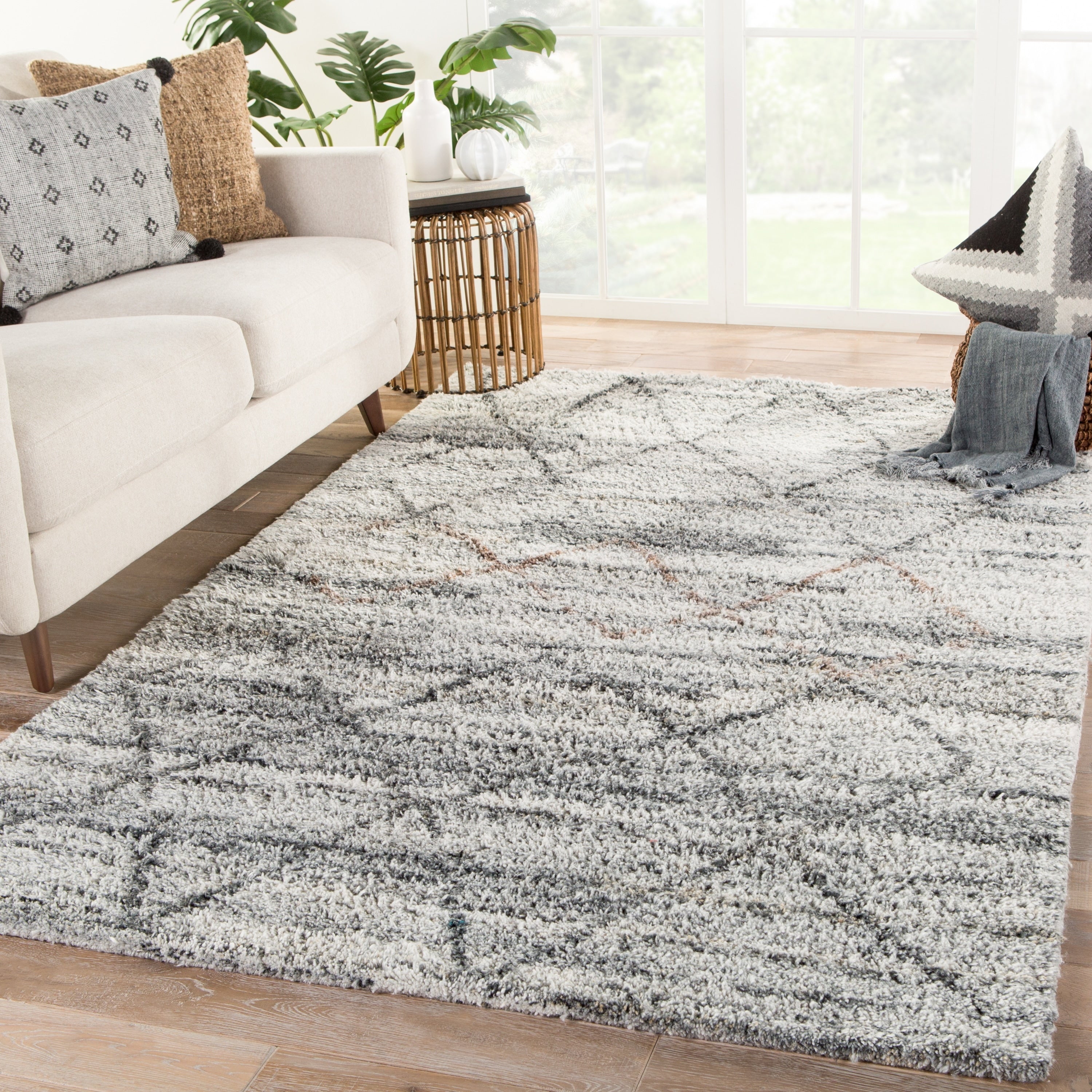 Carson Carrington Idalahult Hand Knotted Trellis Gray Brown Area Rug
