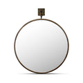 Hadleigh Mirror Round Iron Frame Mdf Back Panel Heritage Transitional Profile Aged Brass