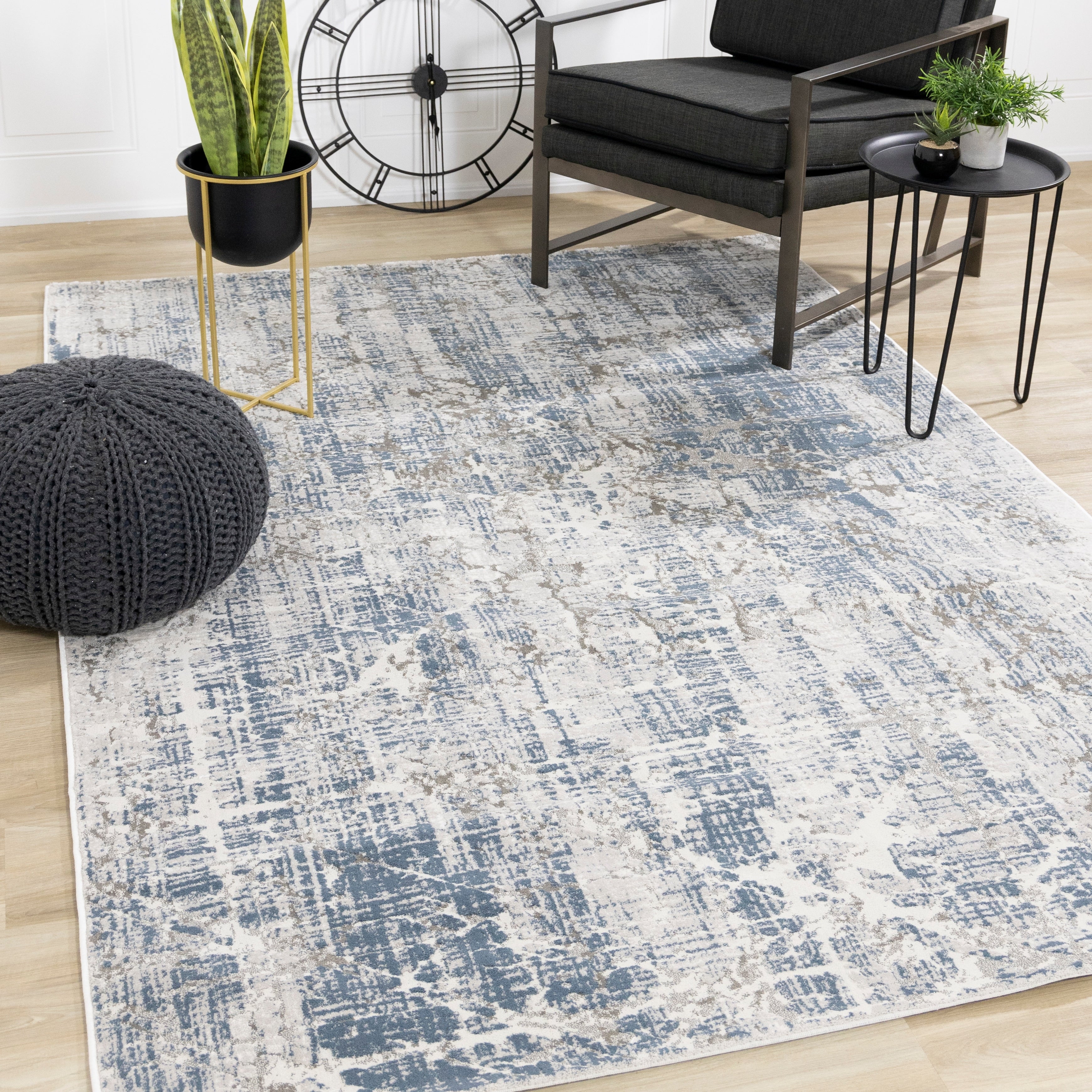 Hedwig Grey Blue Crosshatching Rug