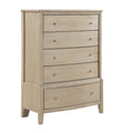 Hadly Tall Dresser Chest 5 Drawers Satin Nickel Knobs Rustic Beige