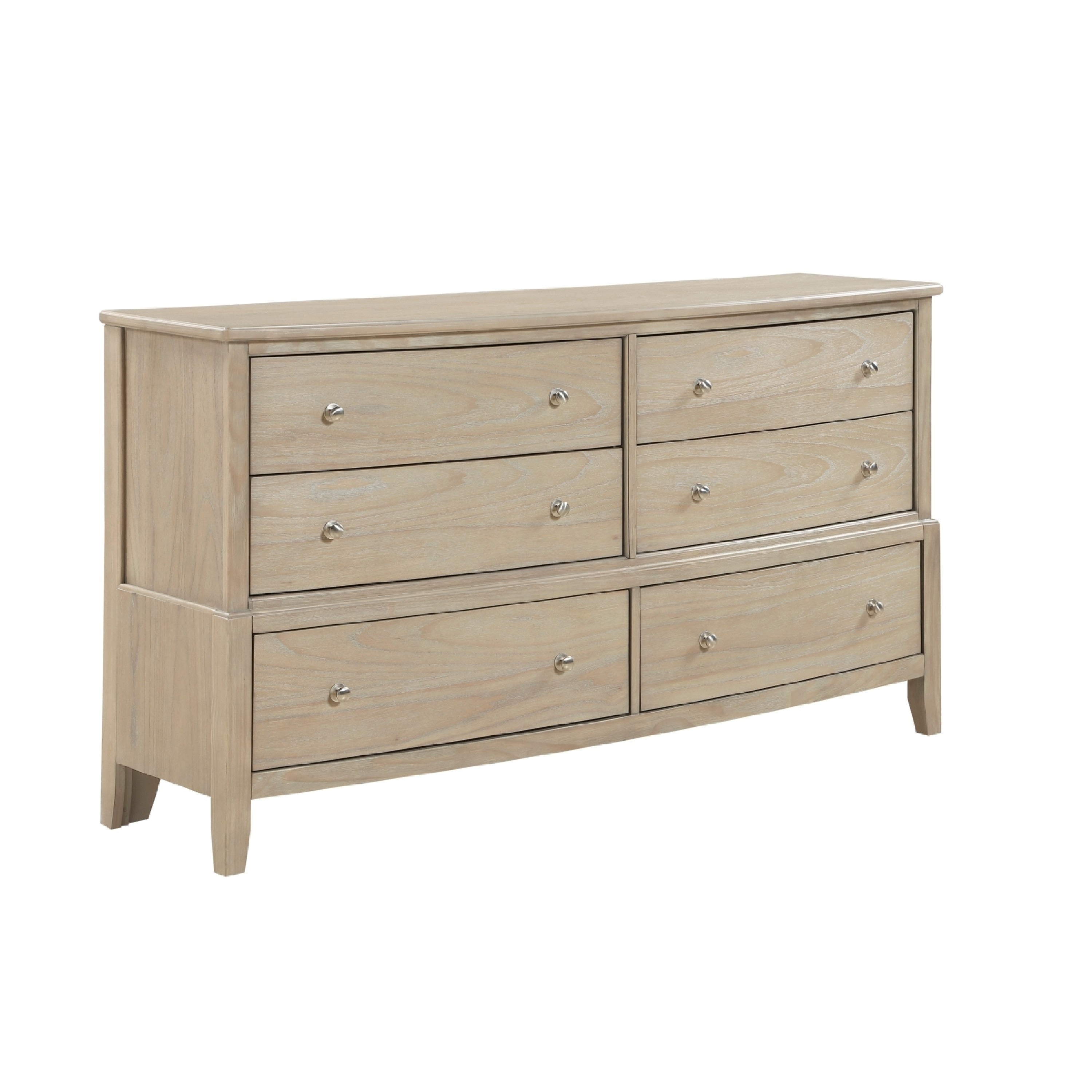 Hadly Wide Dresser 6 Drawers With Satin Nickel Knobs Beige