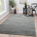 Hadrian Handmade Solid Dark Blue Area Rug 5X8
