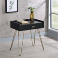 Hailey Black And Gold Wood Storage End Table