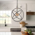 Modern Industrial 6 Light Gold Matte Black Metal Orb Chandelier For Dining Room 19.7 L X 19.7 W X 22 H