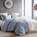 Half Moon Blue And Ivory Yarn Dyed Comforter