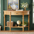 Half Moon Farmhouse Console Table With Drawer Shelf By Harper Bright Designs