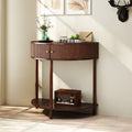 Half Moon Rattan Console Table Curved Entryway Table With 2 Drawers And Shelf