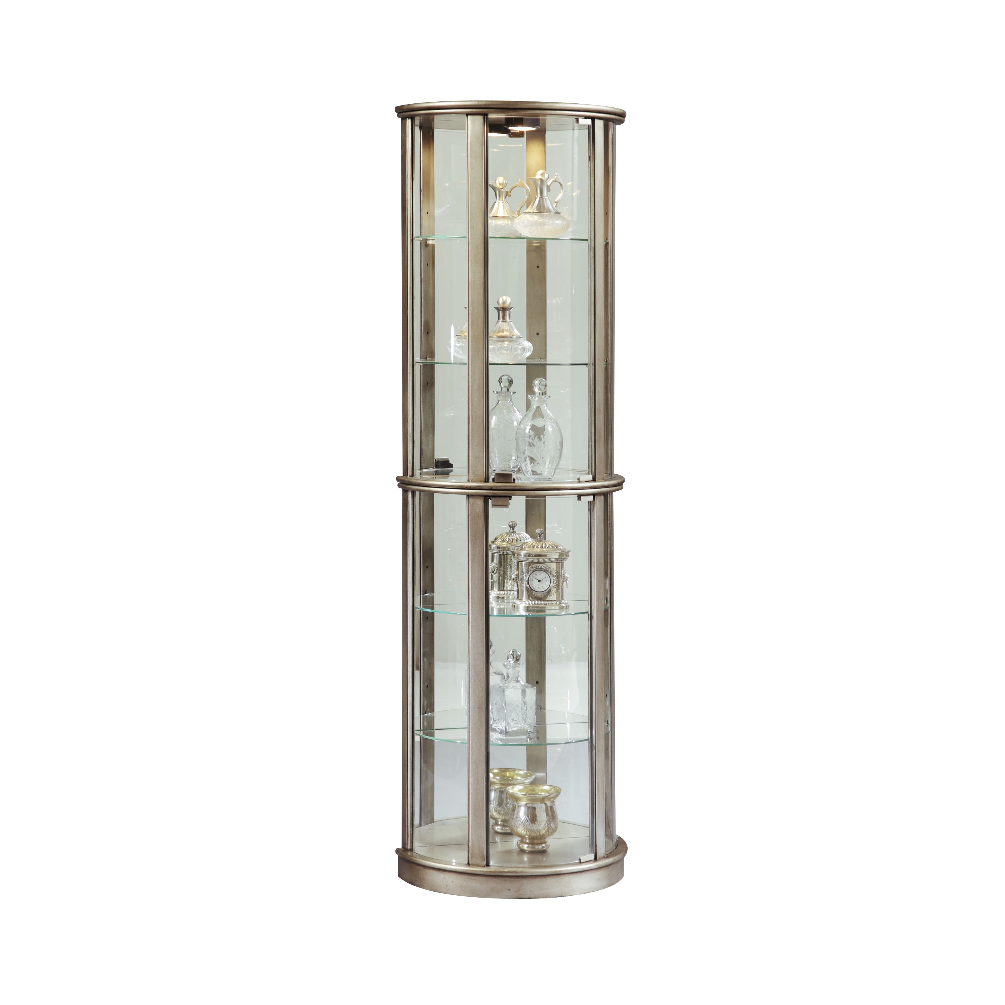 Silver Wood Half Round Curio Cabinet