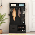 Hall Tree With Six Hooks And Storage Bench For Entryway Organization