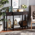 Hallan Classic Dark Brown Finished Wood 3 Drawer Console Table