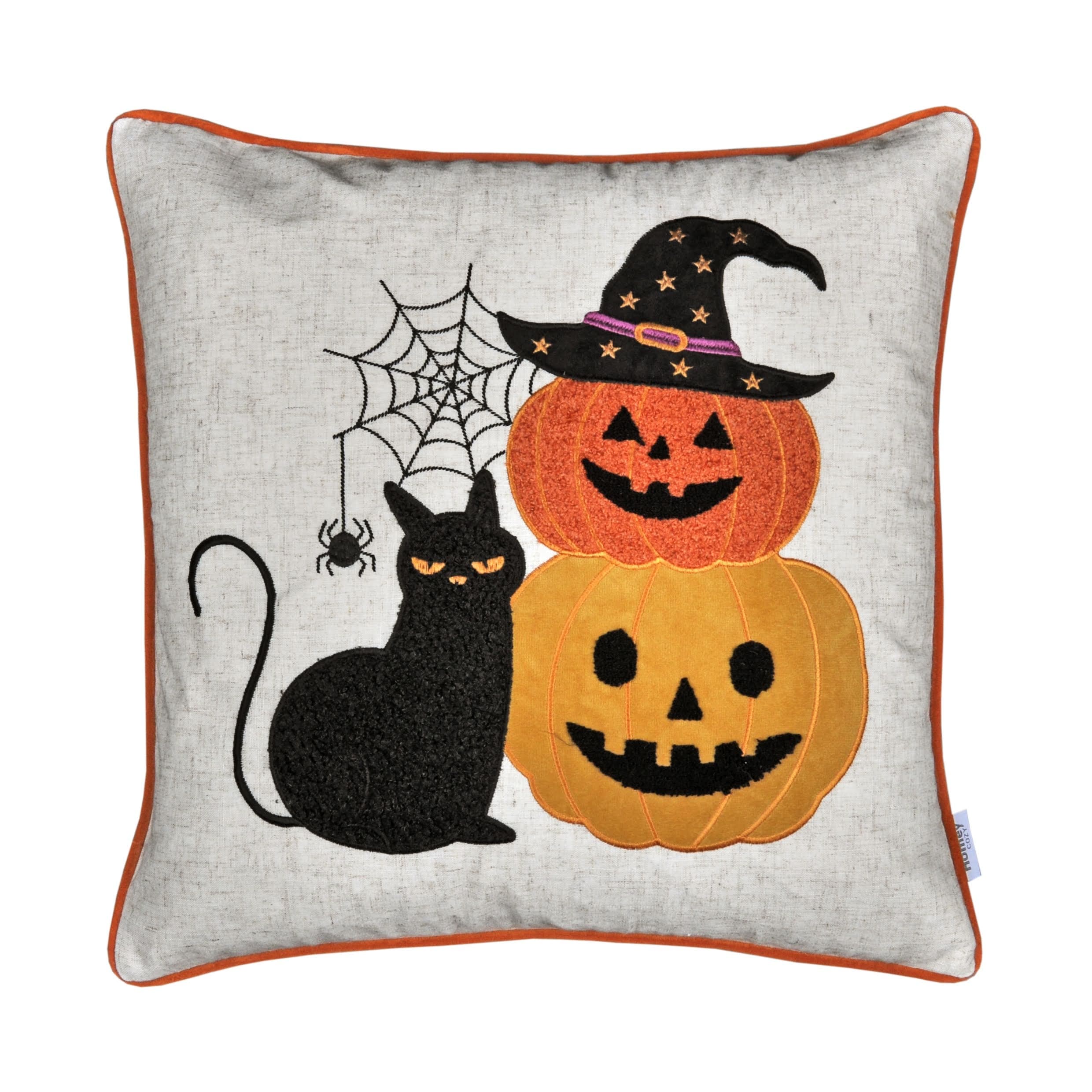 Halloween Black Cat Pumpkin Stack Throw Pillow Set Of 2