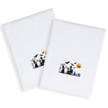 Halloween Embroidered Haunted House On White Turkish Cotton Hand Towels Set Of 2