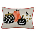 Halloween Pumpkin Embroidered Throw Pillow Spooky Polka Dot Linen Cushion Set Of 2