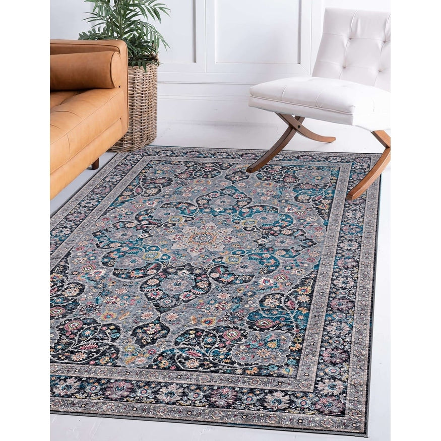 Halogen Veroni Grey Teal Area Rug 5 X 7