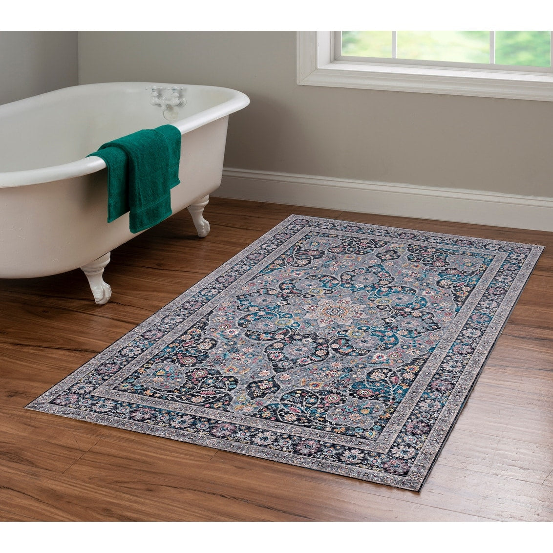 Halogen Veroni Grey Teal Handmade Area Rug 33 X 5