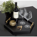 Halsey Hexagon Decorative Wood Tray With Polished Metal Handles