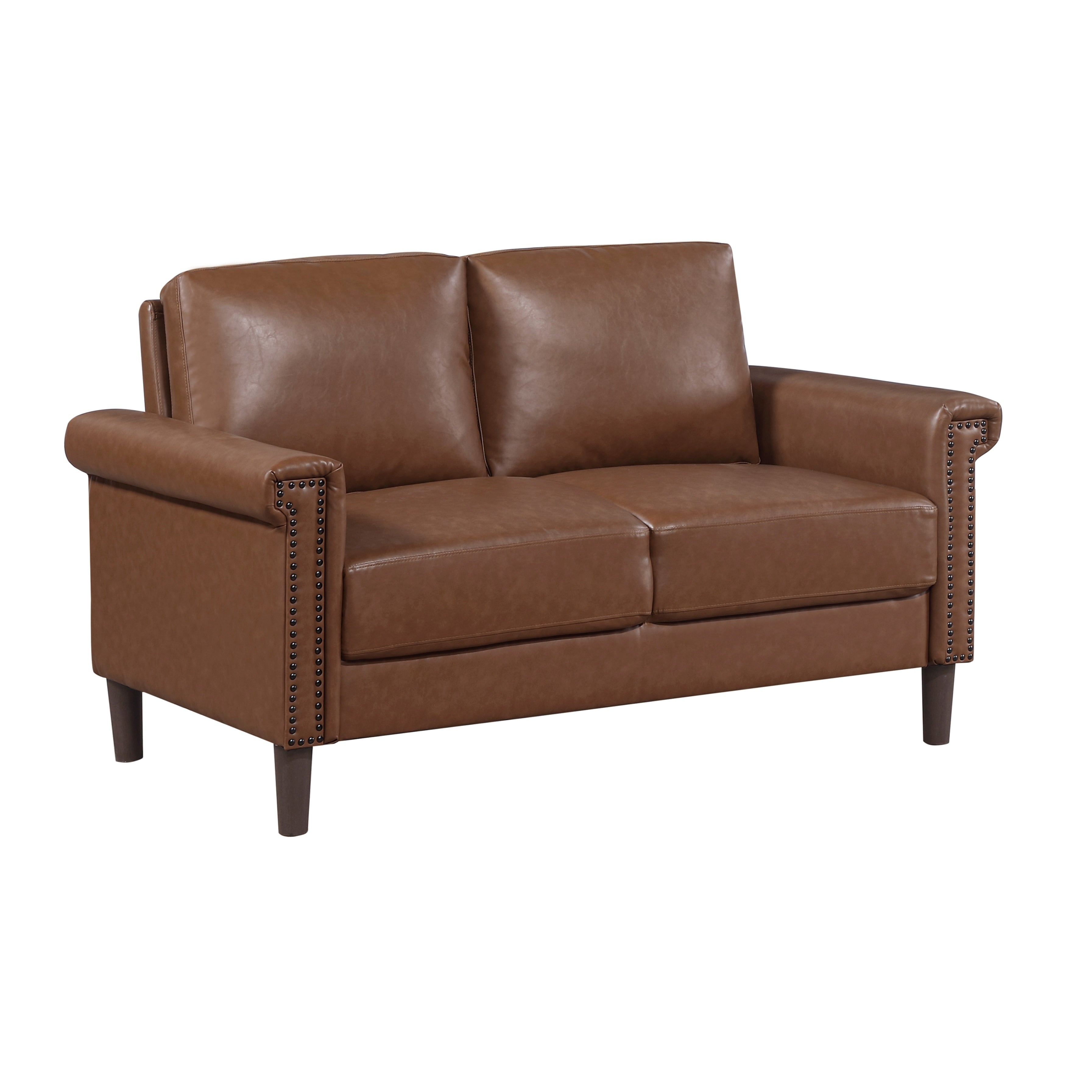 Halston 55.5 Faux Leather 2 Seater Loveseat With Nailhead Trim