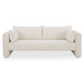 Halven Sofa Curved Arm Polyester Linen Upholstery Beige Flecked Texture Seats Three Oat