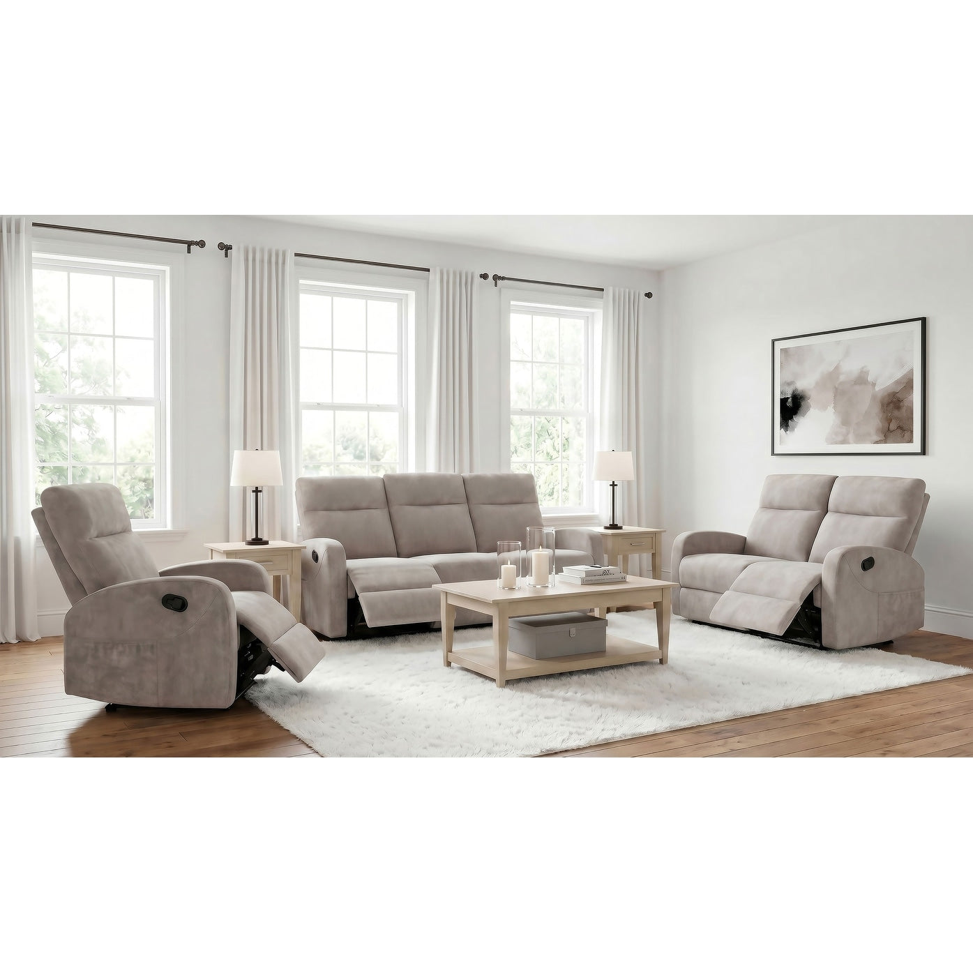 Hamilton Chenille Manual Reclining Sofa Set