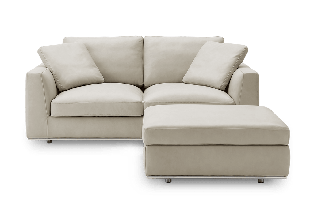 Hamilton Leather Loveseat with Storage Ottoman