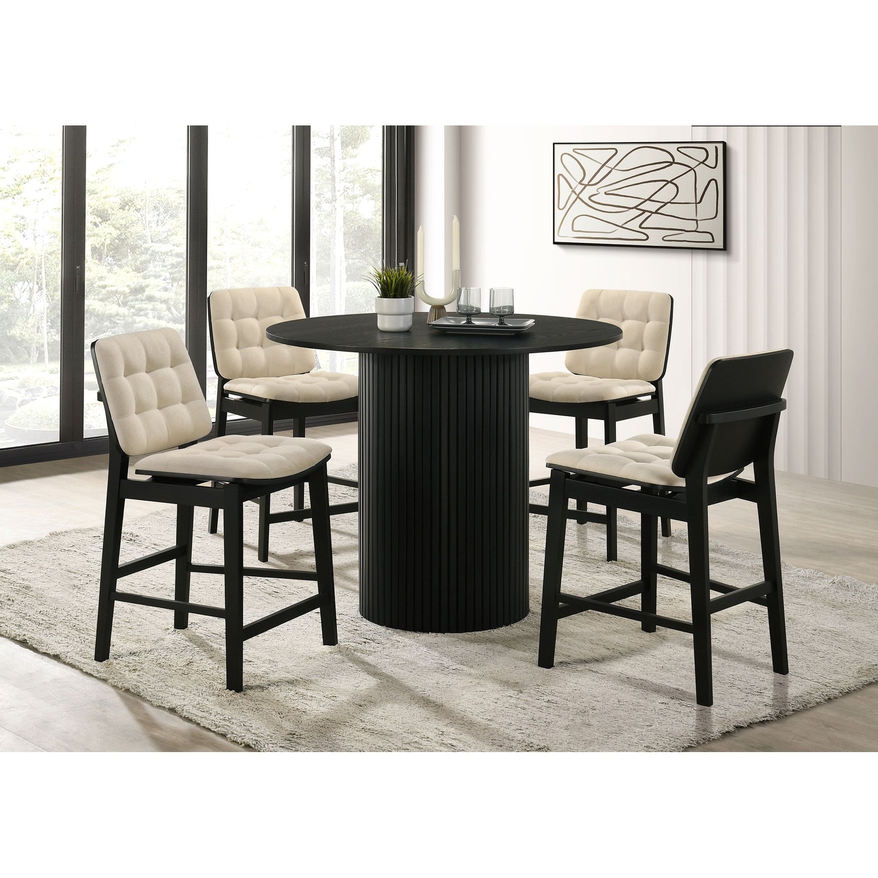 Hamlyn 5 Piece Round Wood Counter Height Dining Set