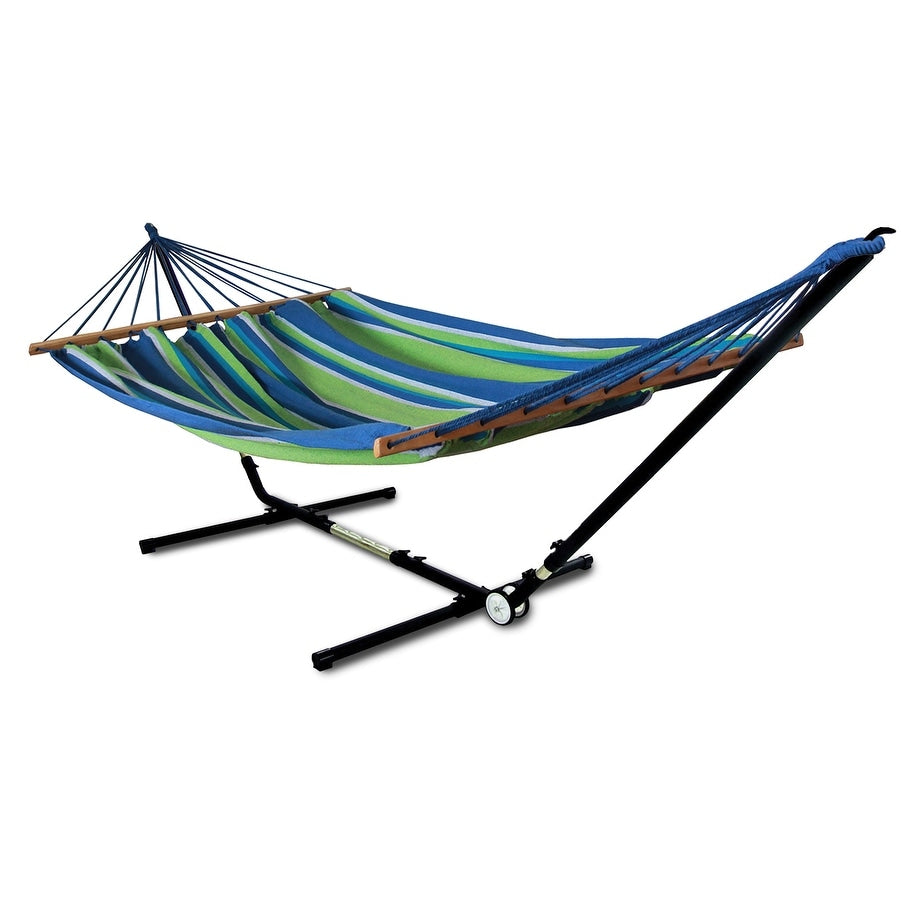 Hammaka Adjust To Fit Stand With Woven Hammock With Spreader Bar Combo