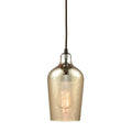 Hammered Glass 5 Inch Wide 1 Light Pendant In Oil Rubbed Bronze With Amber 5In W X 5In D X 10In H