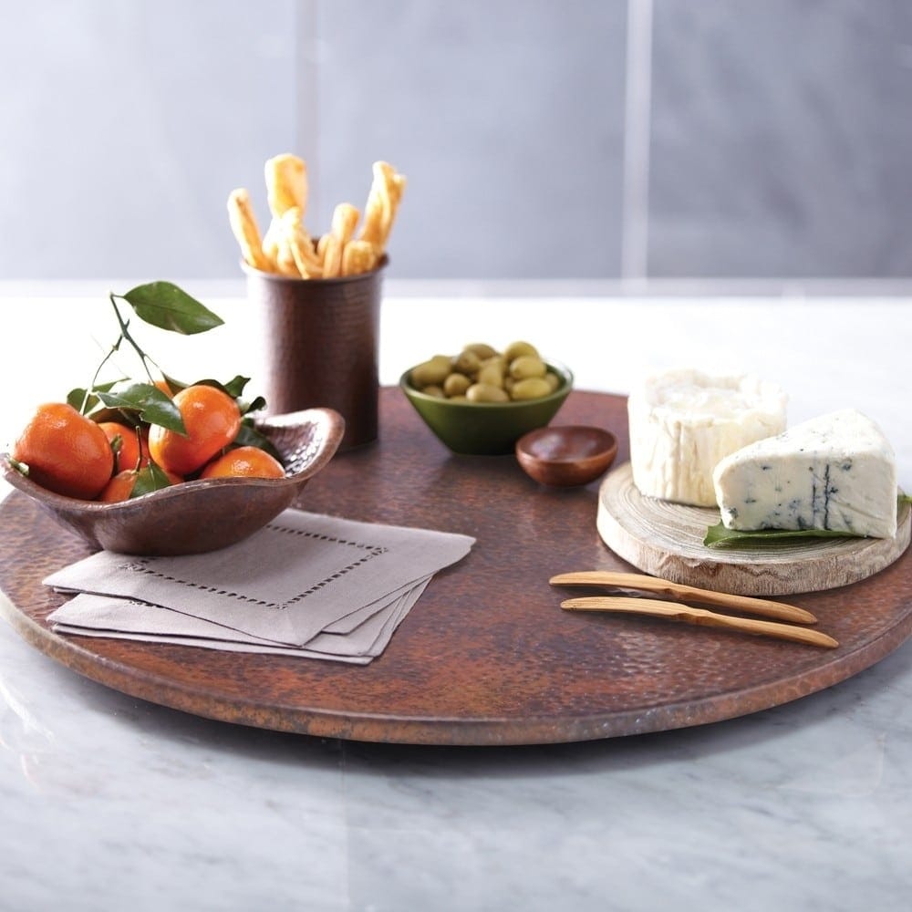 Hammered Tempered Copper 20 Inch Lazy Susan