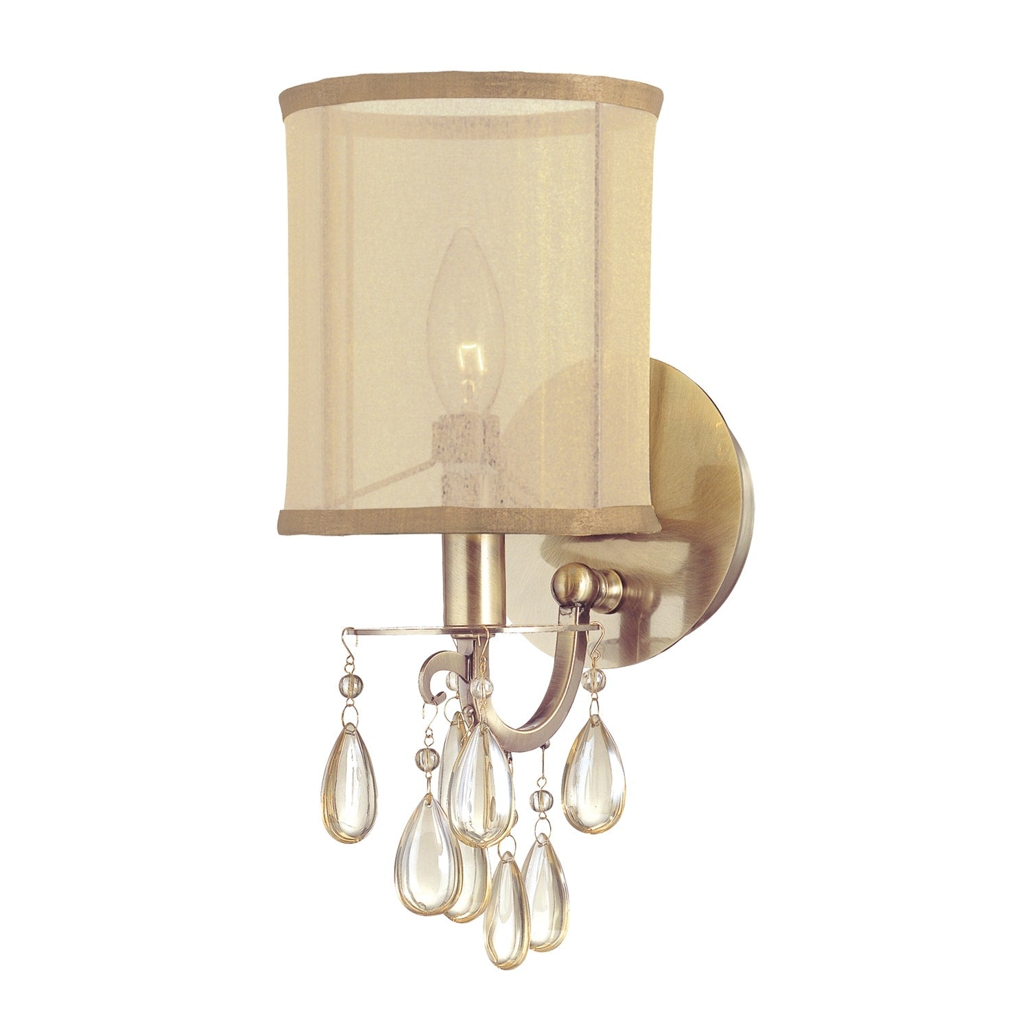 Crystorama Hampton Collection 1 Light Antique Brass Wall Sconce
