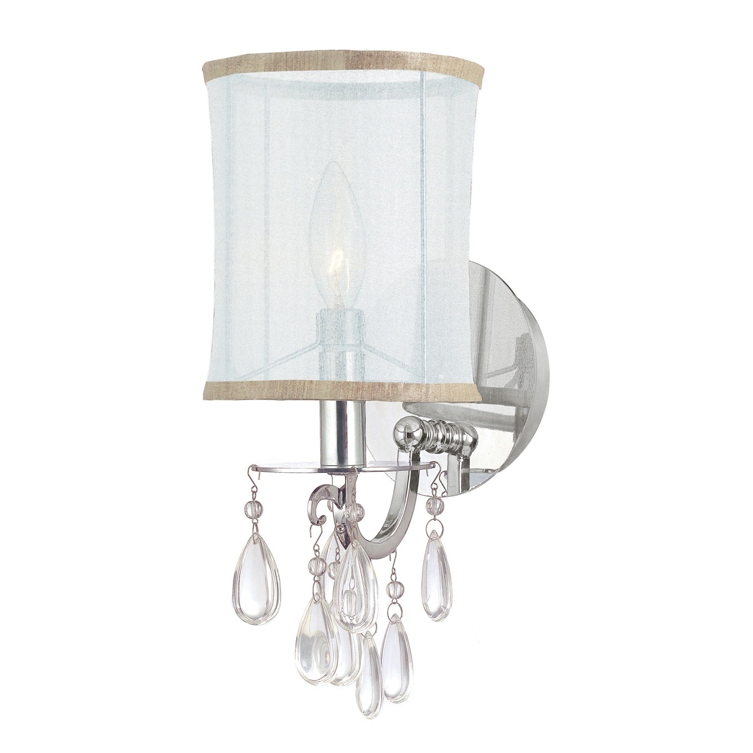1 Light Chrome Crystal Wall Sconce