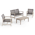 Hampton Outdoor 4 Piece Acacia Wood Chat Set By Christopher Knight Home
