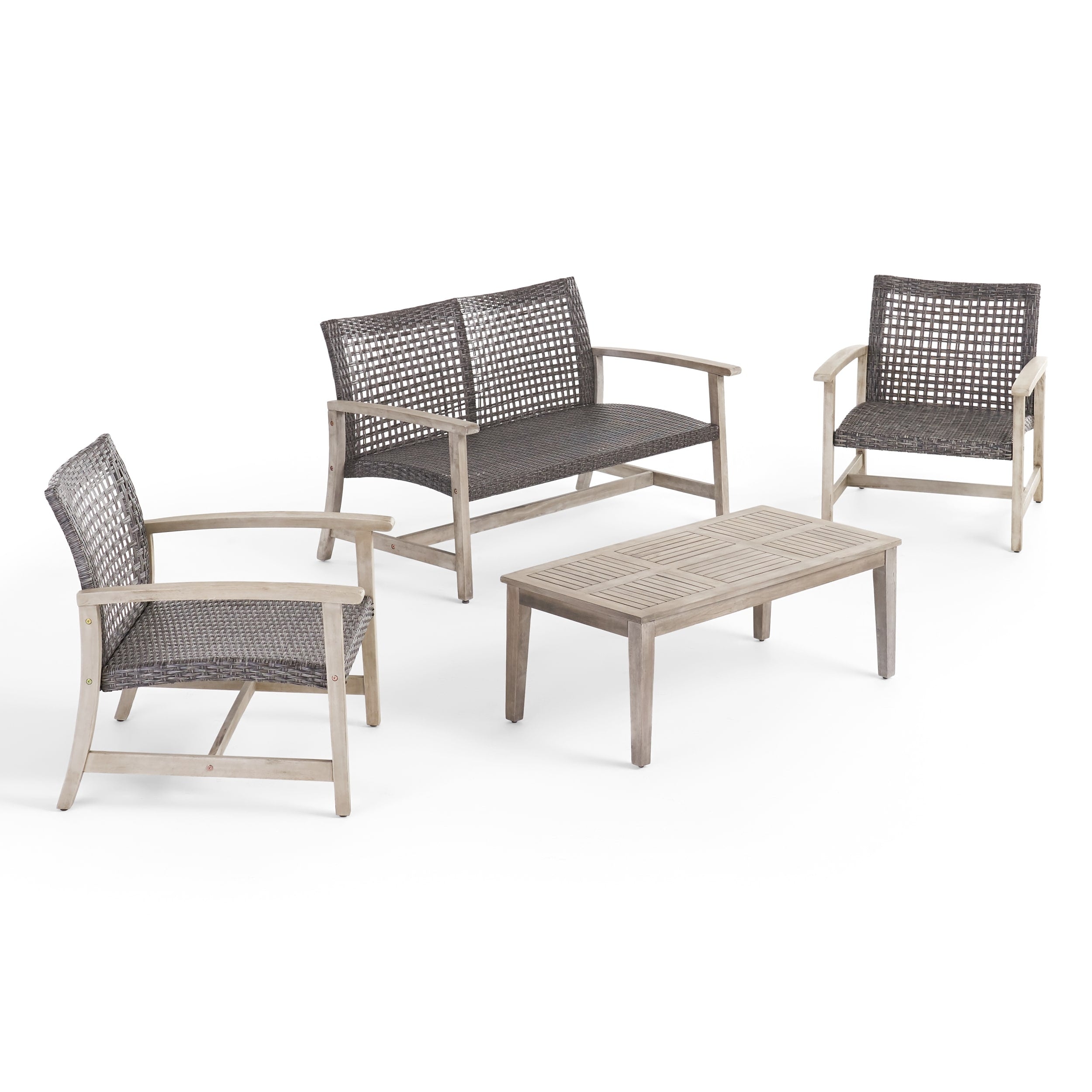 Hampton Outdoor 4 Piece Acacia Wood Chat Set By Christopher Knight Home