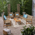Hampton Outdoor 5 Piece Wood And Wicker Sofa Chat Set By Christopher Knight Home