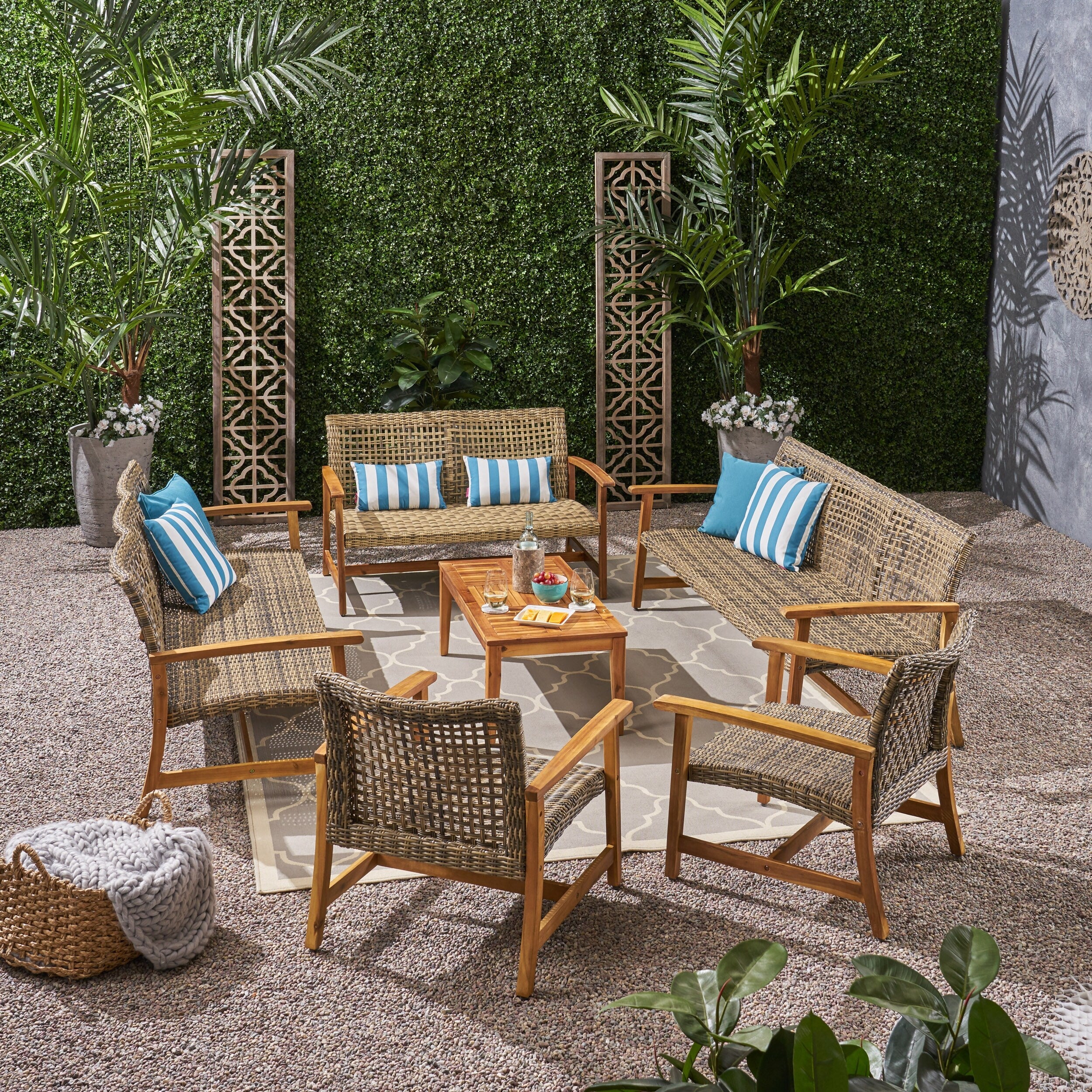 Hampton Outdoor 6 Piece Sofa And Loveseat Chat Set By Christopher Knight Home