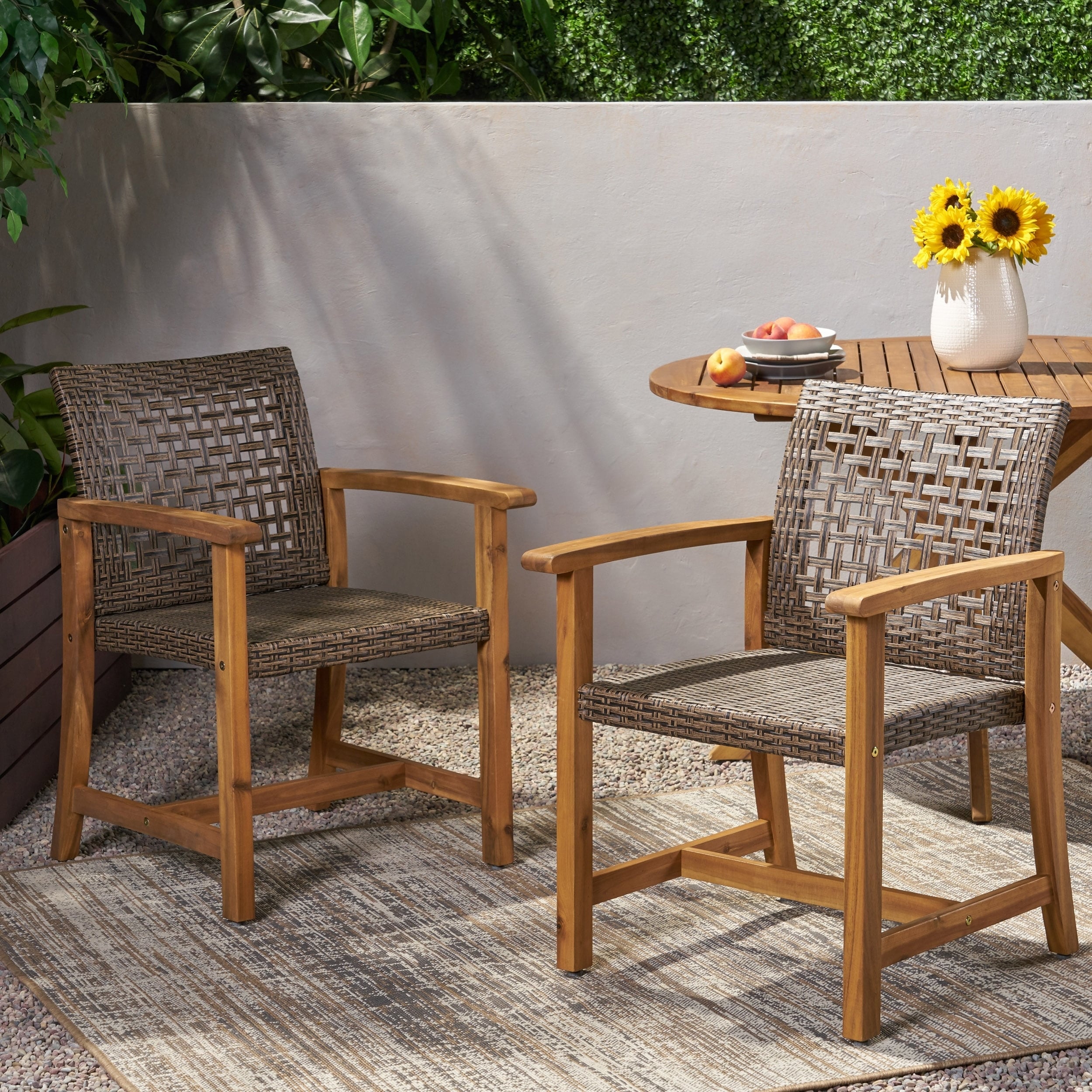 Hampton Outdoor Acacia Wood Dining Chair Set Of 2 By Christopher Knight Home