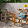 Hampton Outdoor Acacia Wood And Wicker Dining Chair Set Of 2 By Christopher Knight Home