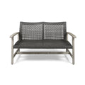 Hampton Outdoor Wood And Wicker Loveseat By Christopher Knight Home