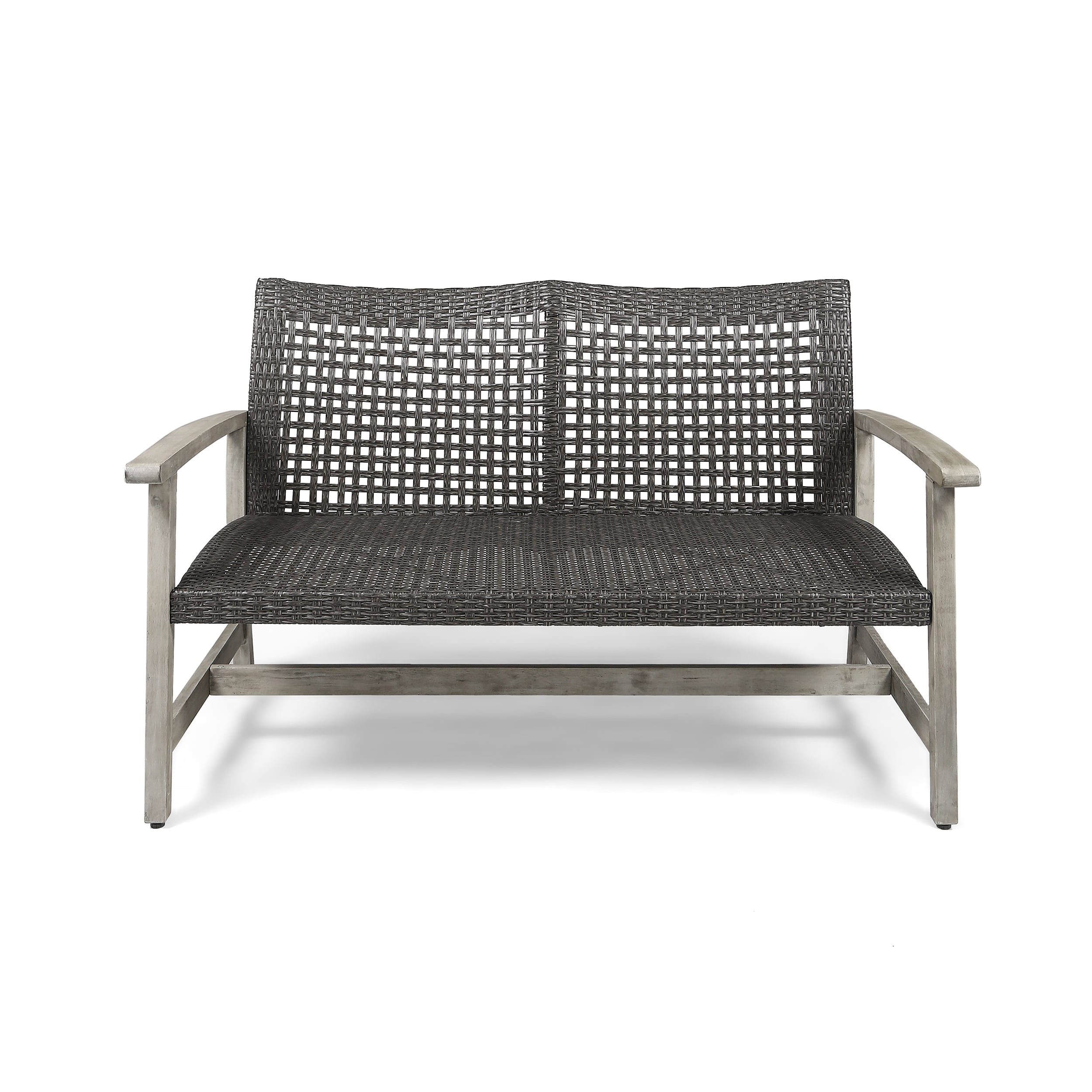 Hampton Outdoor Wood And Wicker Loveseat By Christopher Knight Home